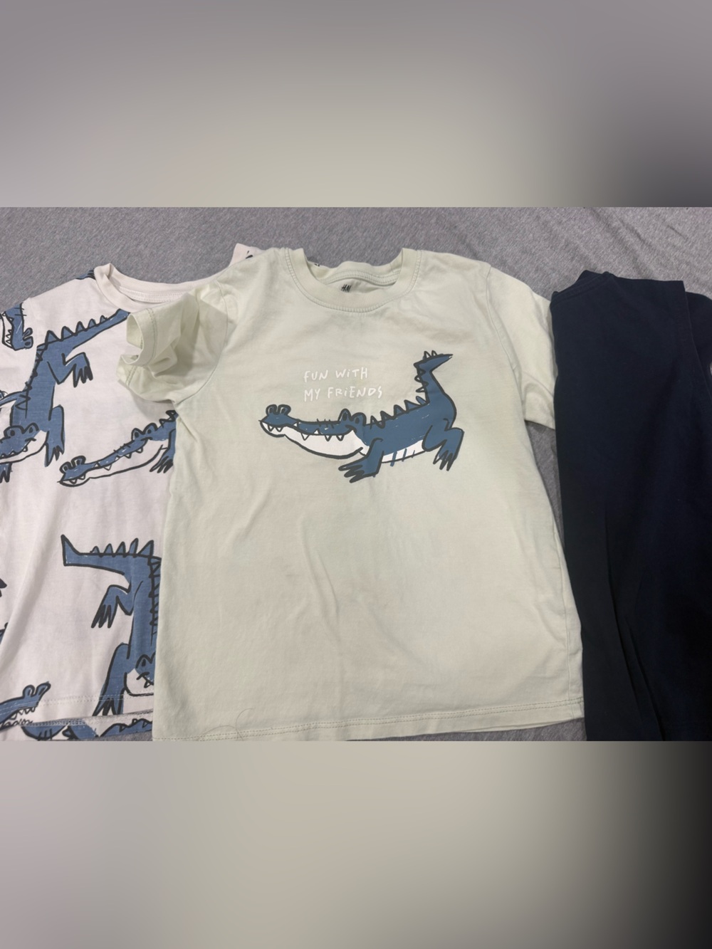 H&M Navy, Light Green & White Croc Graphic Tee Set